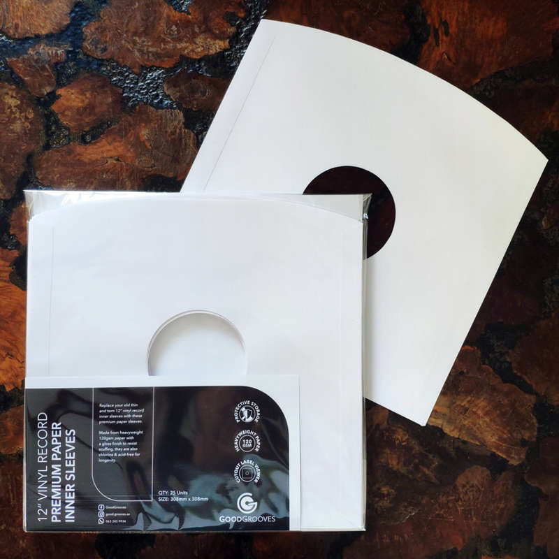 12` PAPER INNER SLEEVES FOR VINYL RECORDS [120gsm white - packs of 25]